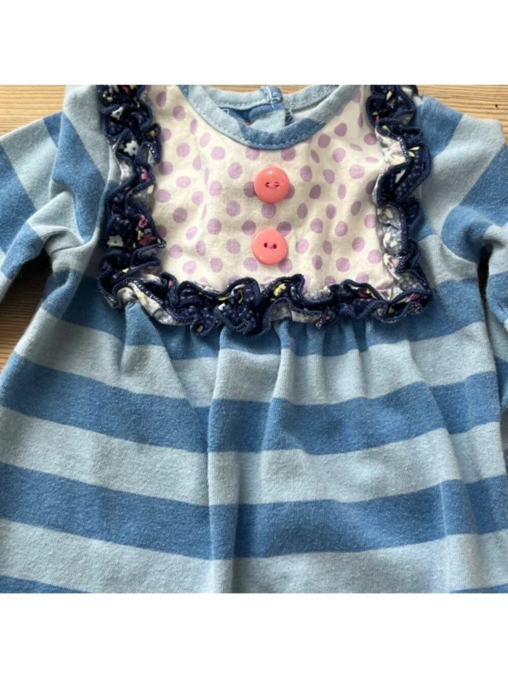 Ricrac & Ruffles Long Sleeve Rompers Baby 0/3 Mos